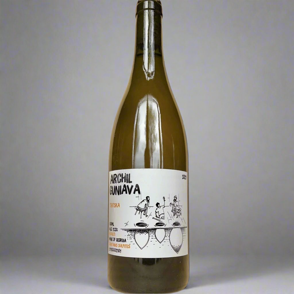 Archil Guniava, Tsitska: White wine from Imereti in Georgia made from 100% Tsitska. Nutty and tropical.