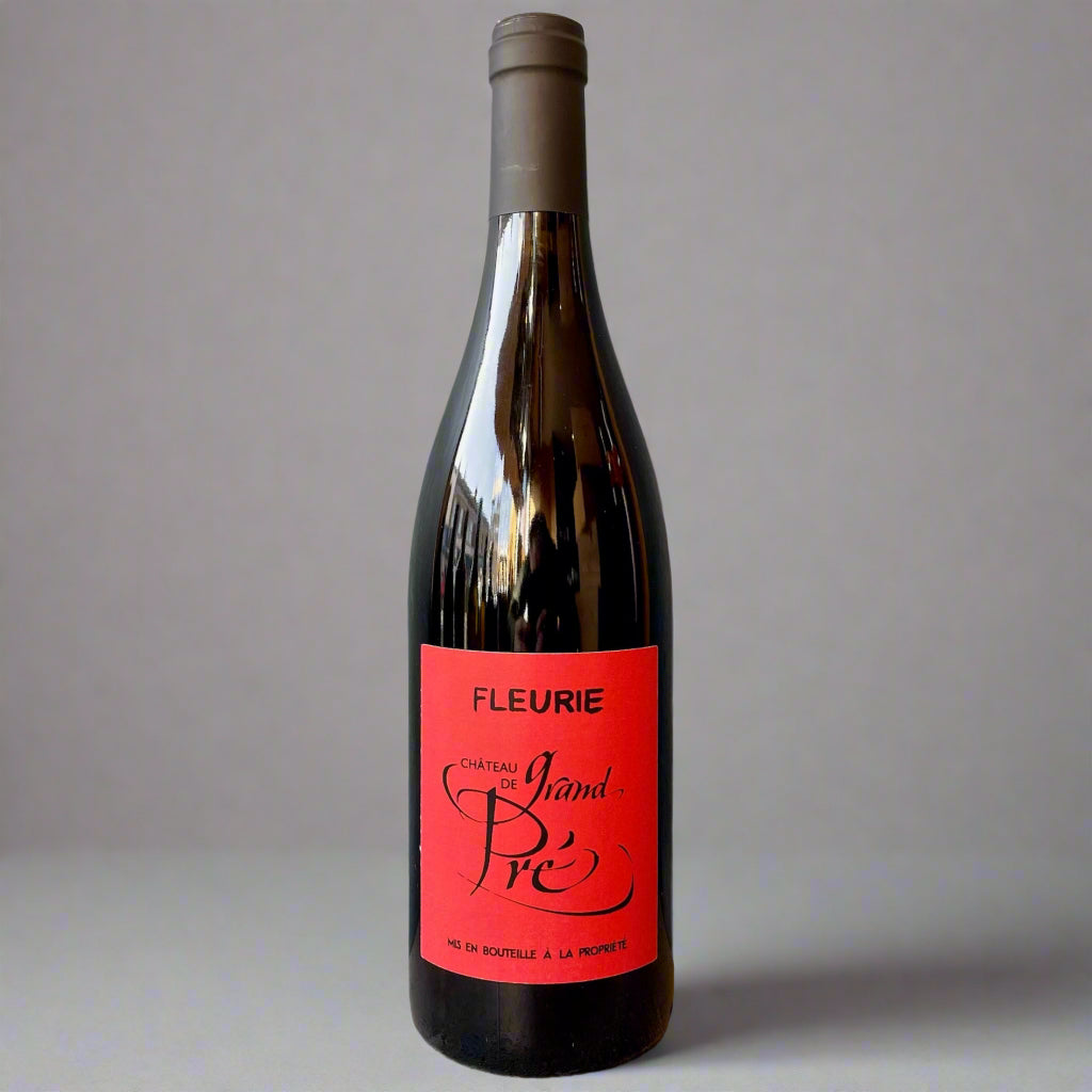 Lovely Bottle of Beaujolais Gamay from Fleurie with red berry, white pepper &amp; granite notes, made sustainably with low intervention.